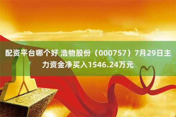 配资平台哪个好 浩物股份（000757）7月29日主力资金净买入1546.24万元